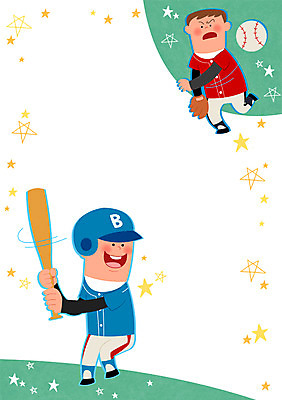 PSD 남자 어린이 스포츠 일러스트 두명 야구 야구방망이 야구용품 야구글러브 야구공 야구모자 야구복 프레임일러스트 국내일러스트 모자_잡화 스포츠용품 공 프레임 사람 운동복 구기 글러브 파일형식