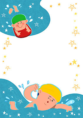 PSD 남자 어린이 스포츠 일러스트 두명 수영 수영모 킥판 프레임일러스트 국내일러스트 프레임 사람 수상스포츠 수영용품 파일형식