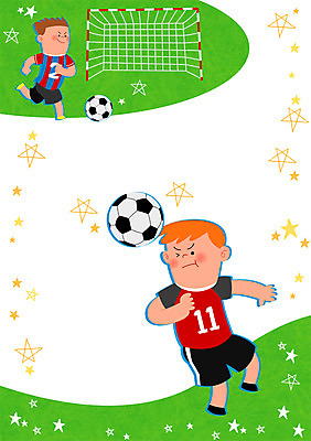 PSD 남자 어린이 스포츠 일러스트 축구공 두명 축구 축구복 축구골대 프레임일러스트 국내일러스트 공 축구용품 프레임 사람 운동복 구기 골대 파일형식