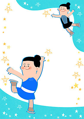 PSD 여자 어린이 스포츠 일러스트 두명 피겨스케이팅 피겨선수 프레임일러스트 피겨스케이터 국내일러스트 운동선수 프레임 사람 스케이팅 스케이터 파일형식