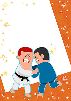 PSD 남자 어린이 스포츠 일러스트 두명 유도 유도복 유도경기 프레임일러스트 국내일러스트 프레임 도복 사람 경기 격투기 파일형식