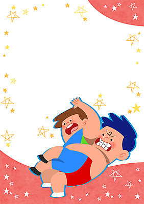 PSD 남자 어린이 스포츠 일러스트 두명 레슬링 레슬링경기 레슬링복 프레임일러스트 국내일러스트 프레임 사람 경기 격투기 파일형식