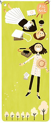 PSD 나무 우먼라이프 여자 가방 일러스트 성인 두명 책 눕기 소풍 테이크아웃컵 프레임일러스트 국내일러스트 식물 라이프스타일 잡화 모션 프레임 사람 컵 야외활동 파일형식