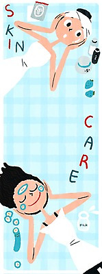 PSD 우먼라이프 여자 일러스트 오이 성인 두명 화장품 피부관리 오이팩 프레임일러스트 국내일러스트 라이프스타일 채소 프레임 사람 뷰티 팩 파일형식