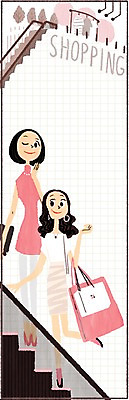 PSD 우먼라이프 여자 일러스트 성인 두명 쇼핑 쇼핑백 계단 프레임일러스트 국내일러스트 라이프스타일 가방 프레임 사람 파일형식