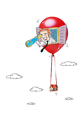 편집 편집이미지 남자 창문 주택 한명 성인 망원경 풍선 이미지편집 AI파일 1 사람 건물 파일형식 벡터