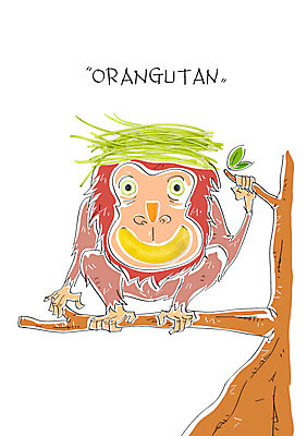 나무 편집 편집이미지 바나나 사람없음 오랑우탄 이미지편집 AI파일 식물 과일 포유류 파일형식 벡터