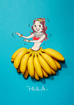 편집 편집이미지 여자 바나나 한명 성인 훌라춤 훌라댄서 트로피컬아트 이미지편집 AI파일 1 과일 사람 댄서 춤 그림 파일형식 벡터