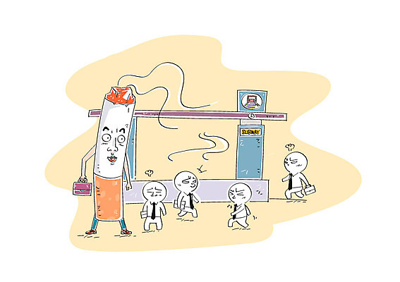 일러스트 사람모양 흡연 담배 여러명 비즈니스맨 담배꽁초 담배연기 전철역 국내일러스트 AI파일 모양 남자 다수 비즈니스 사람 직장인 연기 역 파일형식 벡터