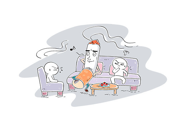 일러스트 사람모양 흡연 담배 소파 담배꽁초 담배연기 국내일러스트 AI파일 모양 의자 연기 파일형식 벡터
