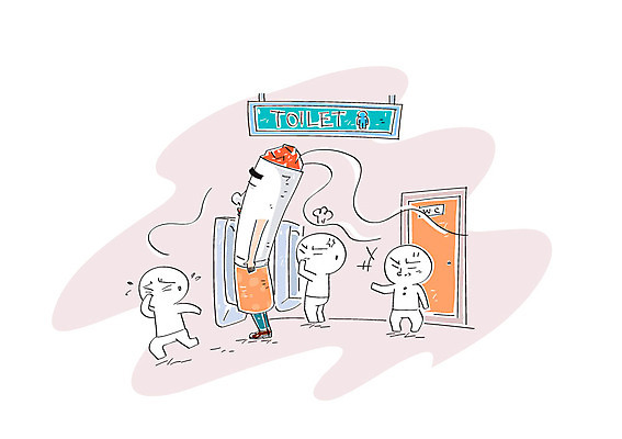 일러스트 사람모양 흡연 담배 화장실 담배꽁초 변기 담배연기 국내일러스트 AI파일 모양 연기 파일형식 벡터