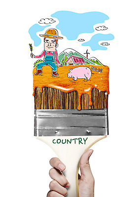 편집 편집이미지 남자 한명 성인 시골 돼지 농부 페인트붓 이미지편집 AI파일 직업 1 포유류 사람 붓 파일형식 벡터