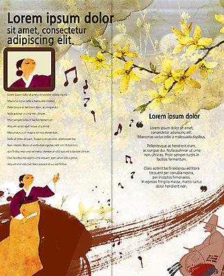 PSD 템플릿 편집 한국전통 표지디자인 북디자인 출판디자인 내지 리플렛 2단접지 북커버 음표 문화예술 국악 서기 앉기 팜플렛 세명 공연 태극기 한복 개나리 북 판소리 이미지템플릿 전통 기호 꽃 음악 모션 타악기 한국 사람 이벤트 국기 전통의상 전통공연 파일형식