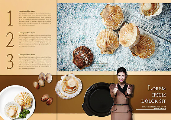 PSD 서양인 템플릿 편집 접시 표지디자인 북디자인 출판디자인 여자 내지 음식 리플렛 북커버 3단접지 한명 웃음 손짓 팜플렛 상반신 20대 성인 최고 비즈니스우먼 소금 가리비 냄비받침 바지락 이미지템플릿 외국인 1 식기 비즈니스 모션 조개 표정 사람 청년 직장인 받침대 파일형식