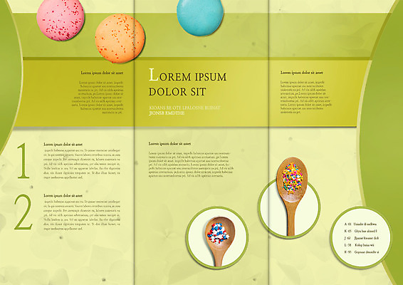 PSD 템플릿 편집 표지디자인 북디자인 출판디자인 내지 음식 리플렛 북커버 3단접지 디저트 팜플렛 사람없음 숟가락 마카롱 슈가파우더 이미지템플릿 수저 파일형식