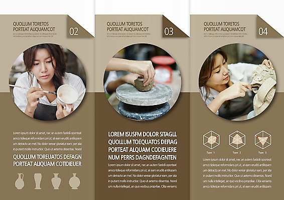 템플릿 편집 표지디자인 북디자인 출판디자인 여자 내지 리플렛 북커버 3단접지 그래프 팜플렛 상반신 20대 성인 세명 한국인 붓 도자기 작업실 도자기공예 공예 도자기물레 도자기공방 이미지템플릿 AI파일 사람 동양인 청년 취미 물레 파일형식 벡터