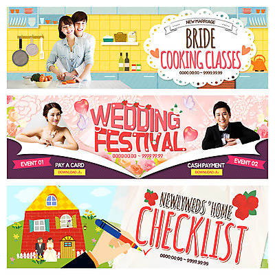 PSD 템플릿 배너 커플 여자 남자 웨딩드레스 웹템플릿 결혼 주택 정장 턱시도 이벤트 여러명 성인 만년필 주방 한국인 요리교실 이벤트배너 체크리스트 웹배너 이미지템플릿 드레스 옷 다수 관계 수업 요리 사람 동양인 건물 펜 파일형식