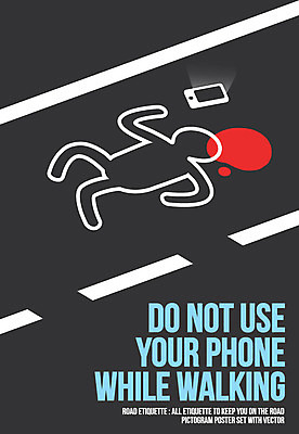포스터 도로 일러스트 사람모양 한명 스마트폰 픽토그램 예절 교통사고 로드에티켓 국내일러스트 AI파일 모양 1 길 교통시설 사람 핸드폰 스마트기기 사건 파일형식 벡터