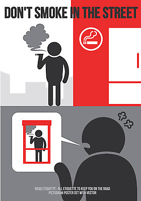 포스터 도로 일러스트 사람모양 흡연 세명 픽토그램 예절 금연구역 흡연금지 흡연자 로드에티켓 국내일러스트 AI파일 모양 길 교통시설 담배 사람 금지 제한구역 파일형식 벡터