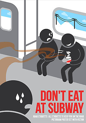 포스터 일러스트 젓가락 창문 사람모양 세명 픽토그램 예절 전철 전봇대 냄새 공공장소 컵라면 로드에티켓 국내일러스트 AI파일 모양 공공시설 육상교통 대중교통 수저 사람 장소 라면 파일형식 벡터