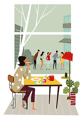 여자 남자 화분 의자 일러스트 창문 탁자 실내 여러명 성인 식당 머그컵 브런치 안식처 혼자 국내일러스트 AI파일 가구 다수 휴식 사람 내부 컵 상점 식사 파일형식 벡터
