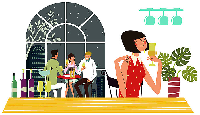 여자 남자 와인잔 일러스트 여러명 성인 와인 와인병 와인바 혼자 혼족 국내일러스트 AI파일 다수 술잔 병_용기 주류 사람 싱글라이프 파일형식 벡터