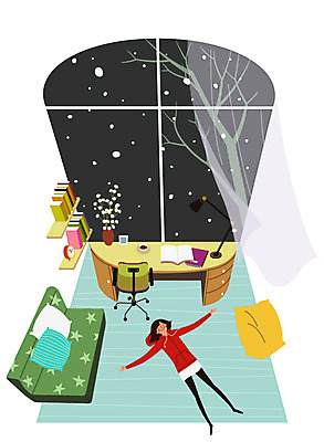 여자 쿠션 겨울 의자 일러스트 창문 실내 한명 성인 책 소파 눕기 스탠드 눈 책상 안식처 혼자 국내일러스트 AI파일 자연요소 1 계절 가구 모션 날씨 휴식 조명 사람 내부 파일형식 벡터