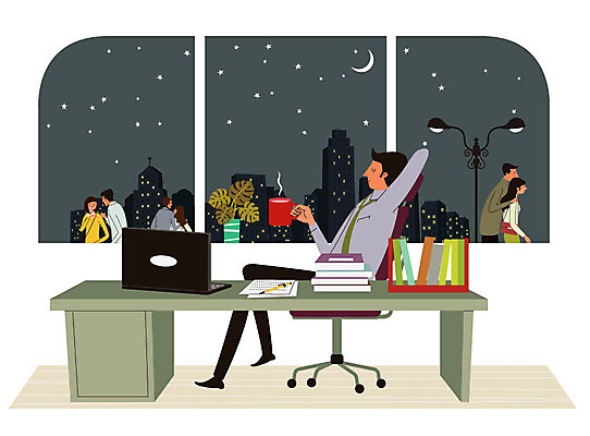 커플 여자 남자 일러스트 창문 여러명 성인 책 노트북 사무실 머그컵 책상 야근 워커홀릭 혼자 국내일러스트 AI파일 가구 다수 비즈니스 관계 사람 컵 전자제품 업무 파일형식 벡터