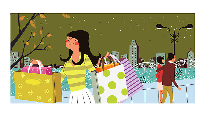 커플 여자 남자 일러스트 성인 야외 세명 쇼핑 쇼핑백 야간 혼자 국내일러스트 AI파일 자연요소 가방 관계 사람 파일형식 벡터