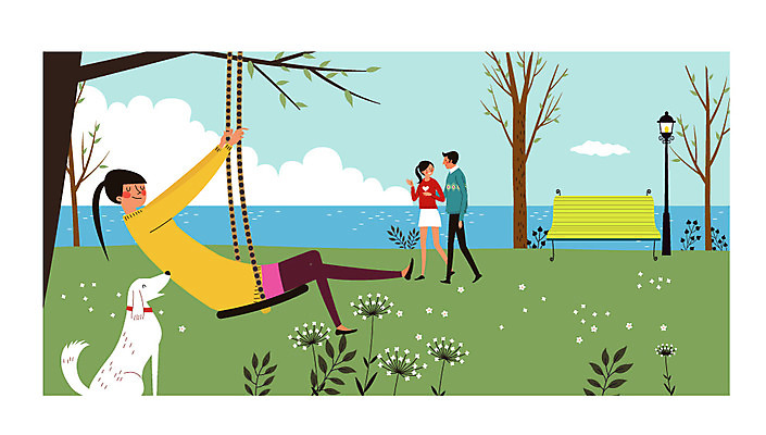 주간 커플 공원 여자 남자 벤치 일러스트 성인 야외 세명 강아지 그네 반려 안식처 혼자 국내일러스트 AI파일 자연요소 공공시설 의자 관계 휴식 사람 반려동물 개 파일형식 벡터