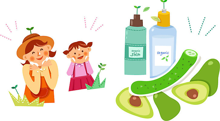 여자 어린이 일러스트 오이 성인 두명 화장품 피부관리 유기농 아보카도 국내일러스트 AI파일 웰빙 채소 과일 사람 뷰티 파일형식 벡터