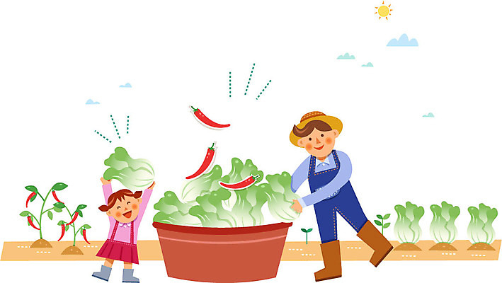 여자 남자 어린이 채소 일러스트 고추 성인 두명 농부 배추 유기농 김장 고무대야 김장재료 국내일러스트 AI파일 직업 웰빙 식재료 사람 대야 파일형식 벡터