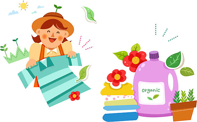 옷 여자 꽃 화분 일러스트 한명 성인 유기농 천연세제 국내일러스트 AI파일 식물 1 웰빙 사람 세제 친환경 파일형식 벡터