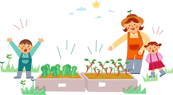 여자 남자 어린이 채소 일러스트 고추 성인 세명 농부 상추 유기농 국내일러스트 AI파일 직업 웰빙 사람 파일형식 벡터