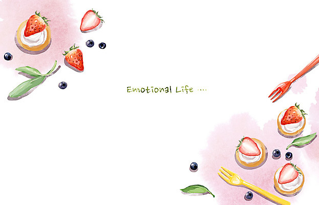 PSD 백그라운드 포크 일러스트 딸기 수채화 사람없음 라이프 카나페 블루베리 감성 국내일러스트 식기 컨셉 과일 서양음식 생활 파일형식