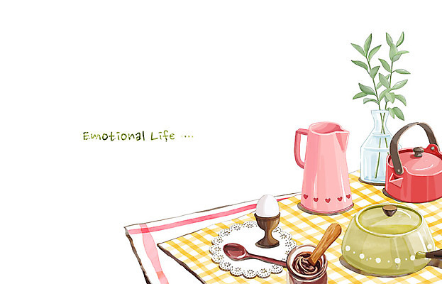 PSD 백그라운드 일러스트 주전자 나뭇잎 수채화 사람없음 라이프 꽃병 식탁보 냄비 잼 물통 감성 국내일러스트 꽃 컨셉 잎 주방용품 생활 소스_음식 솥 파일형식