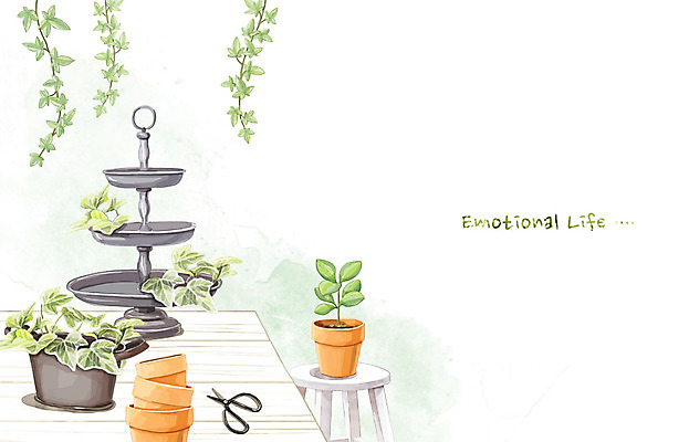 PSD 식물 화분 백그라운드 일러스트 수채화 가위 사람없음 라이프 원예 감성 국내일러스트 컨셉 문구용품 취미 생활 파일형식