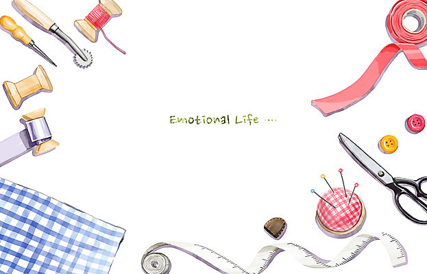 PSD 리본 백그라운드 일러스트 단추 수채화 가위 줄자 사람없음 라이프 실 바느질도구 감성 골무 수예용품 국내일러스트 컨셉 문구용품 자 생활 오브젝트 파일형식