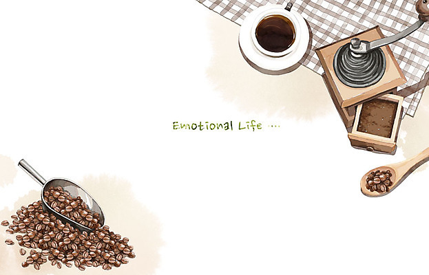 PSD 커피 백그라운드 일러스트 수채화 사람없음 라이프 원두 커피잔 그라인더 감성 국내일러스트 음료 컨셉 잔 생활 커피용품 파일형식