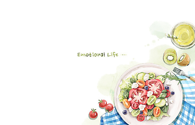 PSD 백그라운드 일러스트 방울토마토 수채화 키위 사람없음 라이프 샐러드 감성 국내일러스트 음식 컨셉 토마토 과일 생활 파일형식