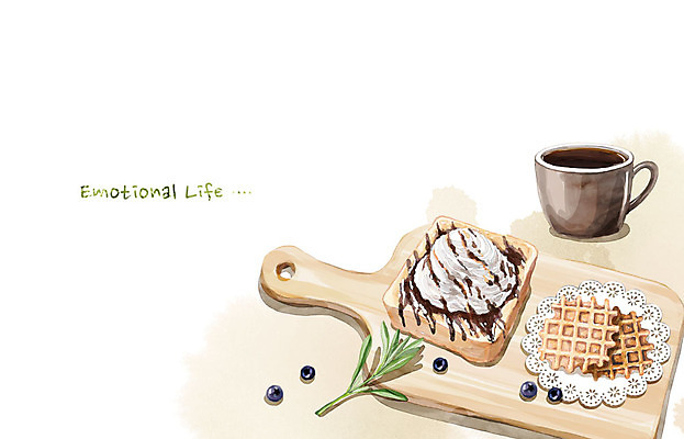 PSD 커피 빵 백그라운드 일러스트 수채화 도마 사람없음 라이프 커피잔 감성 와플 국내일러스트 음료 음식 컨셉 주방용품 디저트 잔 생활 파일형식