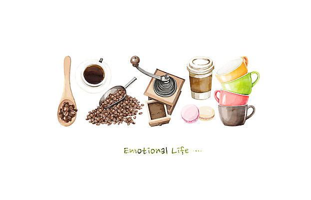 PSD 커피 백그라운드 일러스트 수채화 사람없음 라이프 숟가락 머그컵 원두 커피잔 그라인더 감성 마카롱 테이크아웃컵 국내일러스트 음료 컨셉 디저트 잔 수저 생활 컵 커피용품 파일형식