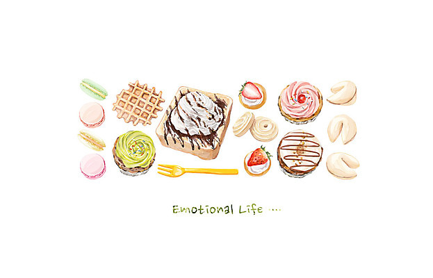 PSD 빵 백그라운드 포크 일러스트 수채화 사람없음 라이프 도넛 감성 와플 마카롱 포춘쿠키 국내일러스트 식기 음식 컨셉 디저트 생활 쿠키 파일형식