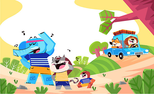 나무 동물 일러스트 자동차 코끼리 사람없음 고양이 스트레칭 사자 물개 체조 웰시코기 프레임일러스트 국내일러스트 AI파일 식물 육상교통 포유류 프레임 반려동물 운동 바다동물 개 파일형식 벡터