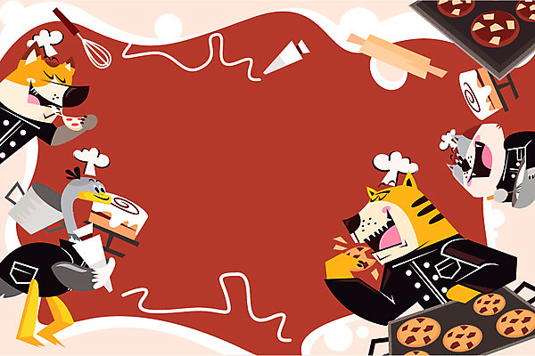 동물 일러스트 사람없음 쿠키 케이크 고양이 호랑이 제빵 타조 웰시코기 제빵사 짤주머니 프레임일러스트 국내일러스트 AI파일 직업 포유류 조류 디저트 프레임 반려동물 제과제빵 개 제빵도구 파일형식 벡터