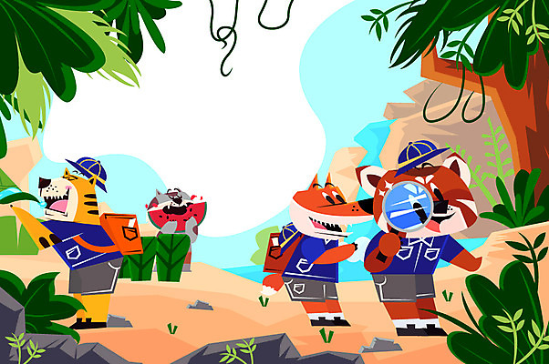 동물 일러스트 돋보기 수박 사람없음 고양이 폭포 탐험 바위 호랑이 열대우림 여우 레서판다 프레임일러스트 국내일러스트 AI파일 과일 포유류 자연 프레임 반려동물 돌_바위 숲 파일형식 벡터