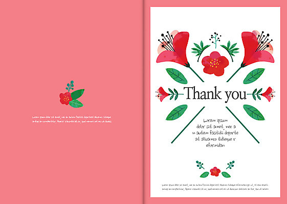 꽃 카드템플릿 사람없음 풀잎 감사카드 감사 축하카드 이미지템플릿 AI파일 식물 템플릿 감정 잎 카드_감사 풀_식물 파일형식 벡터