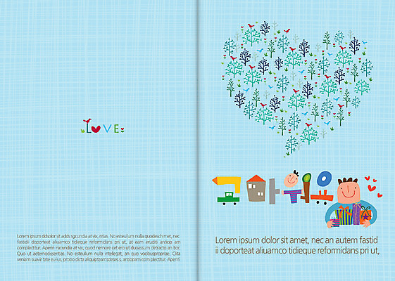 나무 남자 어린이 카드템플릿 두명 선물상자 감사카드 감사 축하카드 하트모형 이미지템플릿 AI파일 식물 템플릿 감정 카드_감사 선물 사람 상자 모형 파일형식 벡터