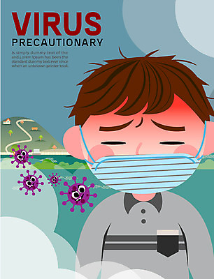 남자 포스터 일러스트 마스크 한명 성인 건강관리 공익캠페인 오염 바이러스 연기 예방 매연 국내일러스트 AI파일 1 캠페인 건강 관리 사람 환경오염 파일형식 벡터
