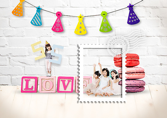 전신 PSD 편집 편집이미지 프레임 사랑 앉기 소녀 여러명 친구 도장 고깔모자 한국인 마카롱 가랜드 이미지편집 모자_잡화 여자 감정 어린이 다수 관계 모션 디저트 사람 동양인 파티용품 파일형식